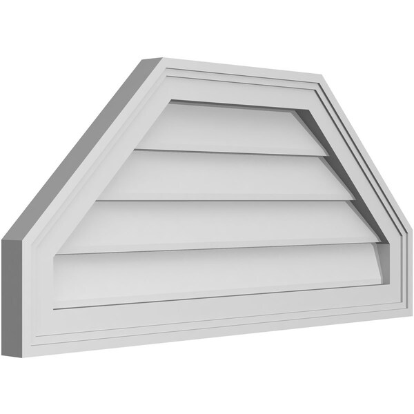 Ekena Millwork Octagonal Top Surface Mount PVC Gable Vent w/ 2"W x 1-1/2"P Brickmould Frame, 30"W x 14"H - GVPOT30X1402SN