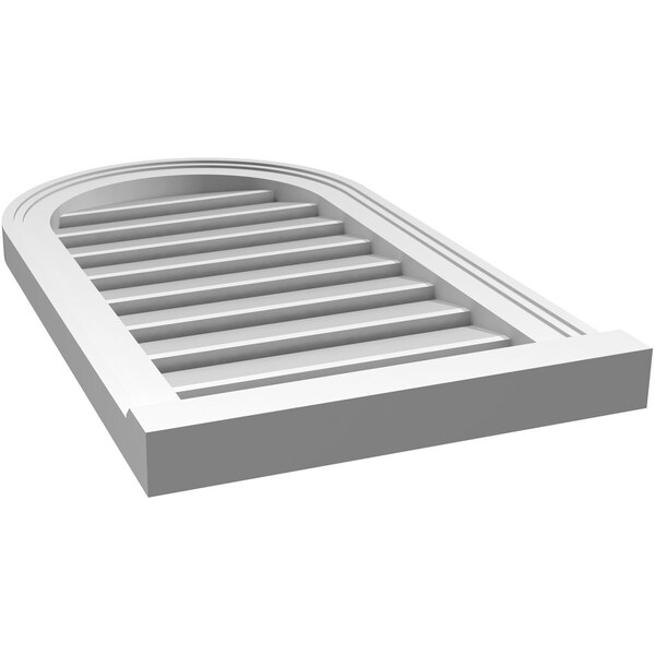 Ekena Millwork Round Top Surface Mount PVC Gable Vent: Functional, w/ 2"W x 2"P Brickmould Sill Frame, 16"W x 28"H - GVPRT16X2803SF
