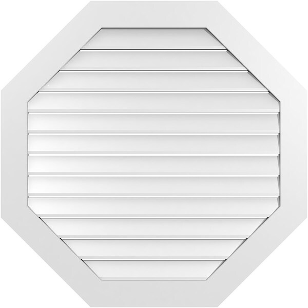 Ekena Millwork Octagonal Surface Mount PVC Gable Vent: Functional, w/ 3-1/2"W x 1"P Standard Frame, 40"W x 40"H - GVPOC40X4001SF