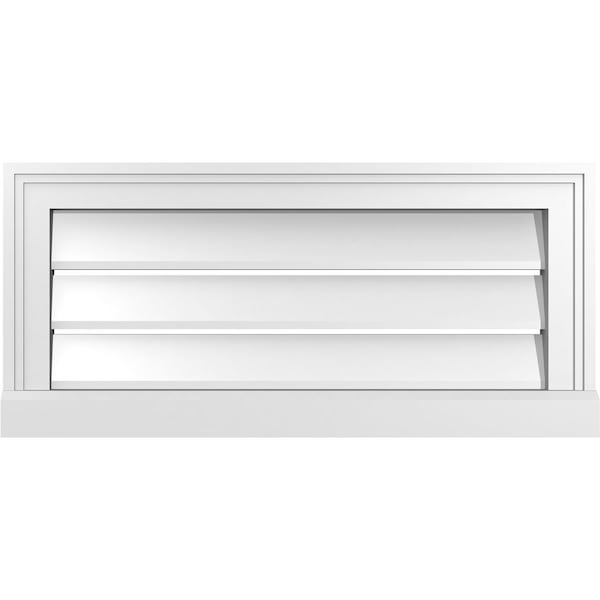 Ekena Millwork Vertical Surface Mount PVC Gable Vent: Functional, w/ 2"W x 2"P Brickmould Sill Frame, 26"W x 12"H - GVPVE26X1203SF