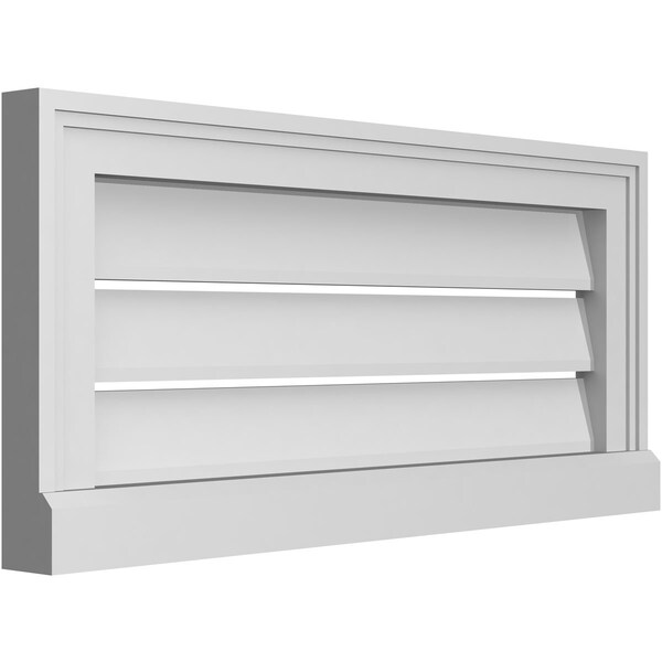 Ekena Millwork Vertical Surface Mount PVC Gable Vent: Functional, w/ 2"W x 2"P Brickmould Sill Frame, 26"W x 12"H - GVPVE26X1203SF