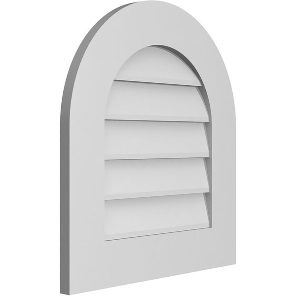 Ekena Millwork Round Top Surface Mount PVC Gable Vent: Non-Functional, w/ 3-1/2"W x 1"P Standard Frame, 20"W x 22"H - GVPRT20X2201SN