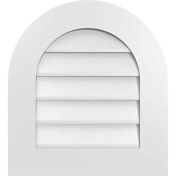 Ekena Millwork Round Top Surface Mount PVC Gable Vent: Non-Functional, w/ 3-1/2"W x 1"P Standard Frame, 20"W x 22"H - GVPRT20X2201SN