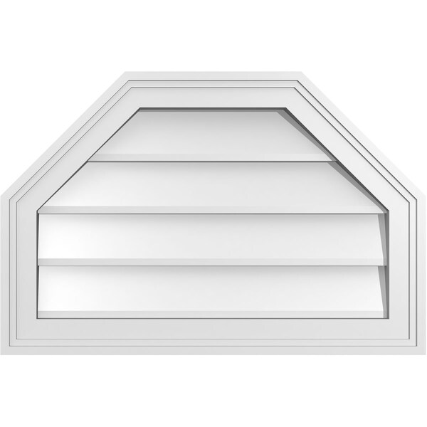 Ekena Millwork Octagonal Top Surface Mount PVC Gable Vent w/ 2"W x 1-1/2"P Brickmould Frame, 24"W x 16"H - GVPOT24X1602SN