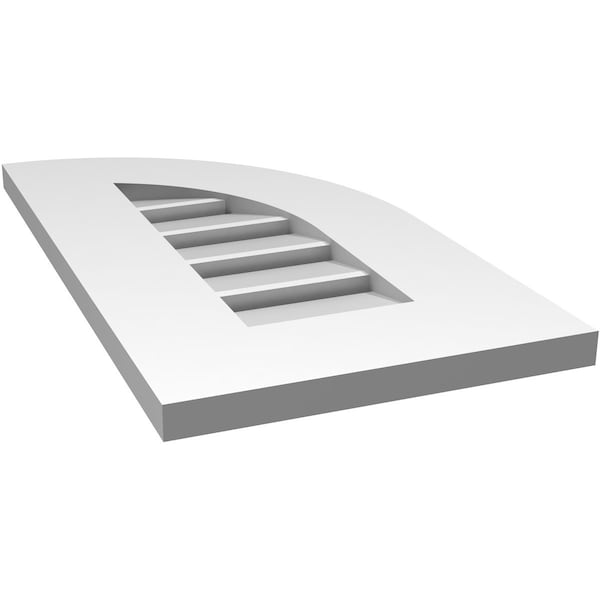 Ekena Millwork Quarter Round Top Right Surface Mount PVC Gable Vent w/ 3-1/2"W x 1"P Standard Frame, 12"W x 22"H - GVPQR12X2201SF