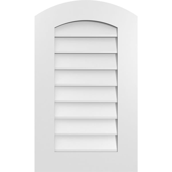 Ekena Millwork Arch Top Surface Mount PVC Gable Vent: Functional, w/ 3-1/2"W x 1"P Standard Frame, 18"W x 30"H - GVPAR18X3001SF