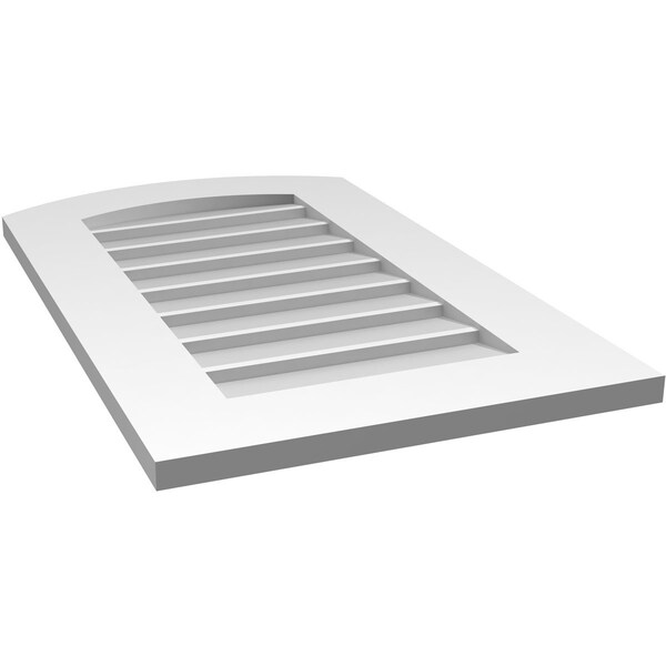 Ekena Millwork Arch Top Surface Mount PVC Gable Vent: Functional, w/ 3-1/2"W x 1"P Standard Frame, 18"W x 30"H - GVPAR18X3001SF