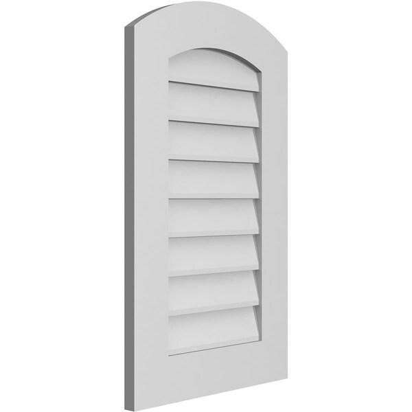 Ekena Millwork Arch Top Surface Mount PVC Gable Vent: Functional, w/ 3-1/2"W x 1"P Standard Frame, 18"W x 30"H - GVPAR18X3001SF