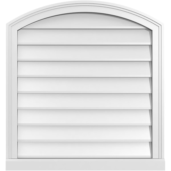 Ekena Millwork Arch Top Surface Mount PVC Gable Vent: Functional, w/ 2"W x 2"P Brickmould Sill Frame, 28"W x 30"H - GVPAR28X3003SF