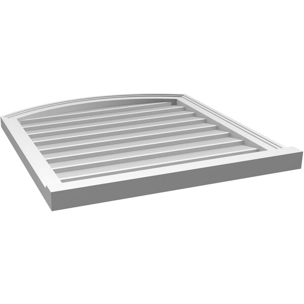 Ekena Millwork Arch Top Surface Mount PVC Gable Vent: Functional, w/ 2"W x 2"P Brickmould Sill Frame, 28"W x 30"H - GVPAR28X3003SF