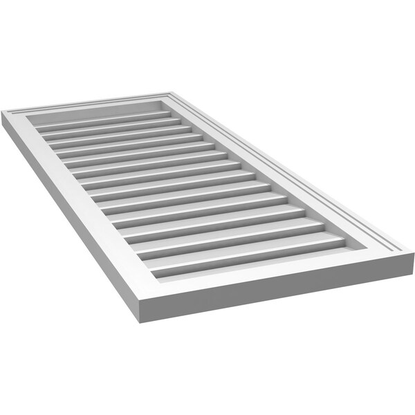Ekena Millwork Vertical Surface Mount PVC Gable Vent: Functional, w/ 2"W x 1-1/2"P Brickmould Frame, 18"W x 42"H - GVPVE18X4202SF