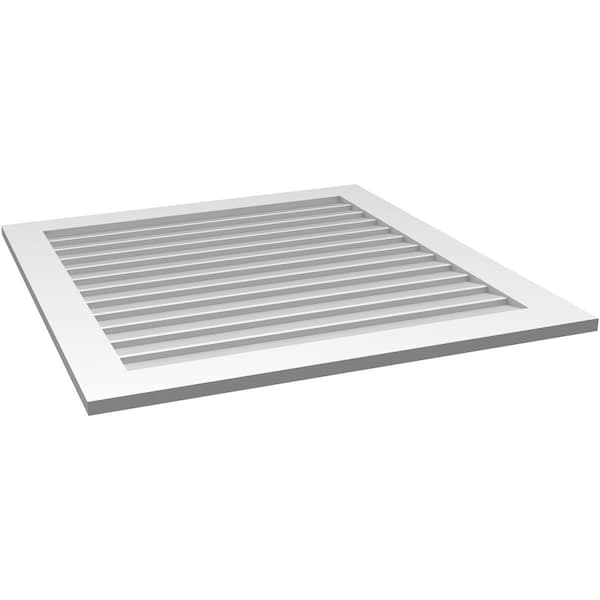 Ekena Millwork Vertical Surface Mount PVC Gable Vent: Non-Functional, w/3-1/2"W x 1"H, Standard Frame, 38"W x 40"H - GVPVE38X4001SN
