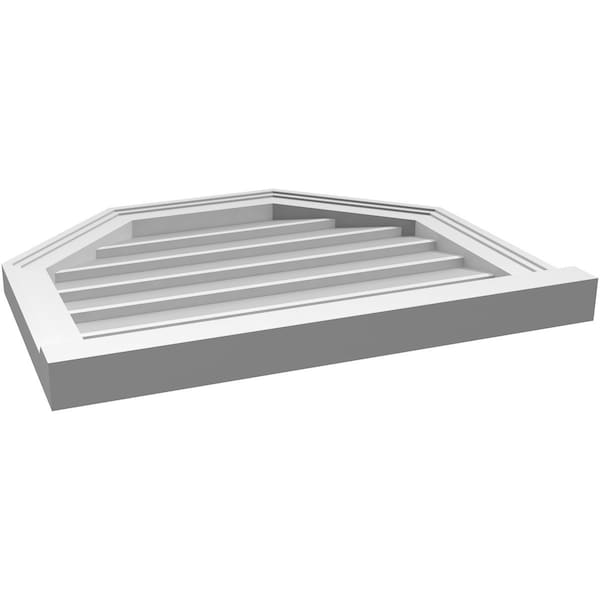 Ekena Millwork Octagonal Top Surface Mount PVC Gable Vent w/ 2"W x 2"P Brickmould Sill Frame, 24"W x 20"H - GVPOT24X2003SN