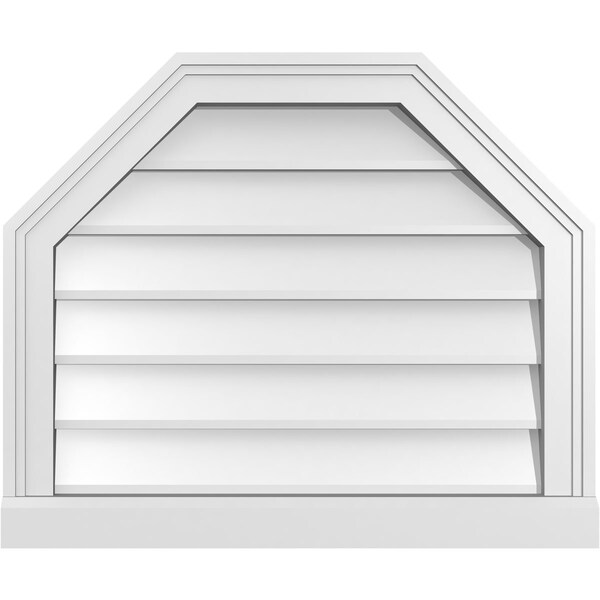 Ekena Millwork Octagonal Top Surface Mount PVC Gable Vent w/ 2"W x 2"P Brickmould Sill Frame, 24"W x 20"H - GVPOT24X2003SN