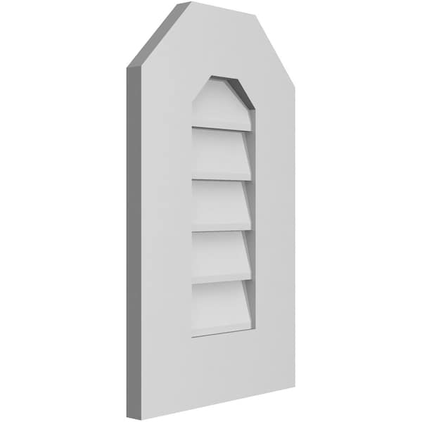 Ekena Millwork Octagonal Top Surface Mount PVC Gable Vent w/ 3-1/2"W x 1"P Standard Frame, 12"W x 20"H - GVPOT12X2001SN