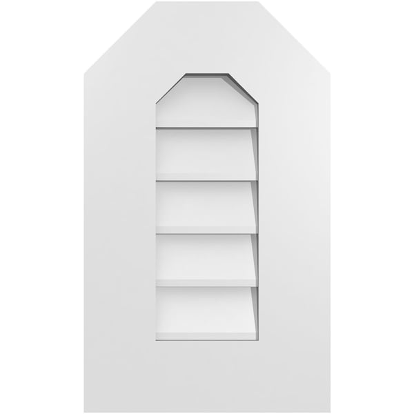 Ekena Millwork Octagonal Top Surface Mount PVC Gable Vent w/ 3-1/2"W x 1"P Standard Frame, 12"W x 20"H - GVPOT12X2001SN