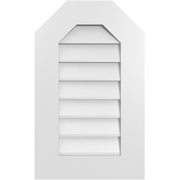 Ekena Millwork Octagonal Top Surface Mount PVC Gable Vent w/ 3-1/2"W x 1"P Standard Frame, 16"W x 26"H - GVPOT16X2601SN