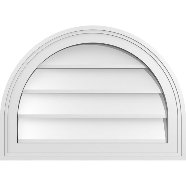 Ekena Millwork Round Top Surface Mount PVC Gable Vent w/ 2"W x 1-1/2"P Brickmould Frame, 22"W x 16"H - GVPRT22X1602SN