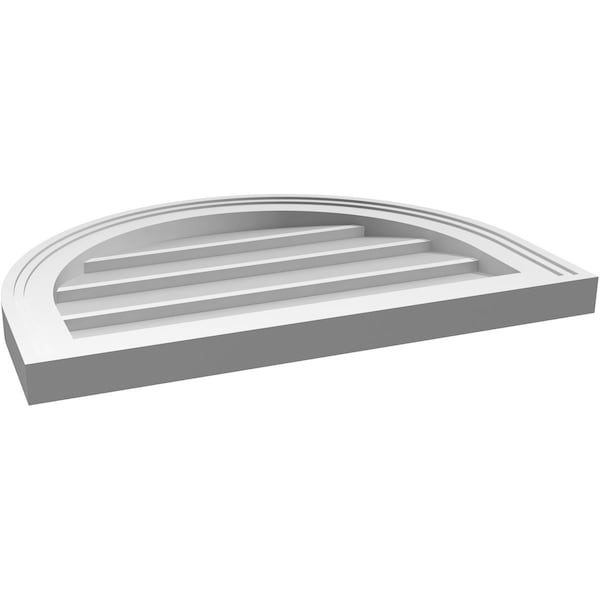 Ekena Millwork Round Top Surface Mount PVC Gable Vent w/ 2"W x 1-1/2"P Brickmould Frame, 22"W x 16"H - GVPRT22X1602SN