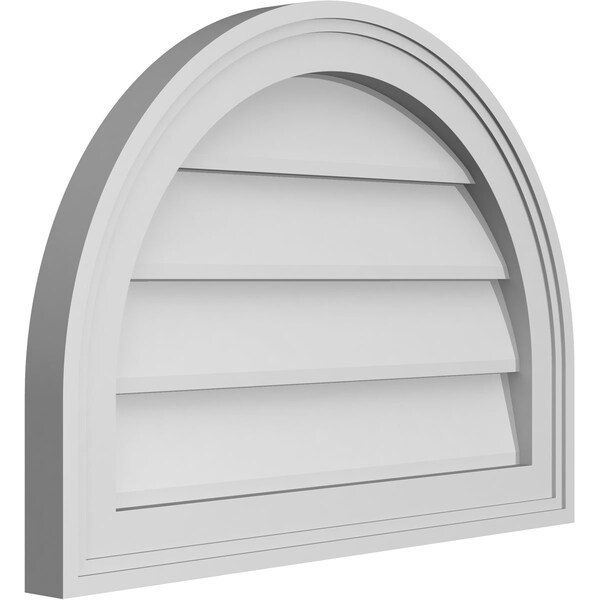 Ekena Millwork Round Top Surface Mount PVC Gable Vent w/ 2"W x 1-1/2"P Brickmould Frame, 22"W x 16"H - GVPRT22X1602SN