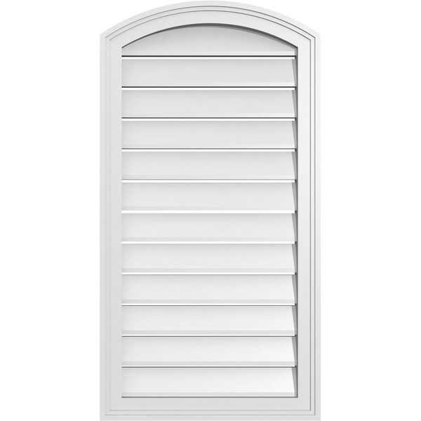 Ekena Millwork Arch Top Surface Mount PVC Gable Vent: Non-Functional, w/2"W x 1-1/2"P Brickmould Frame, 20"W x 36"H - GVPAR20X3602SN