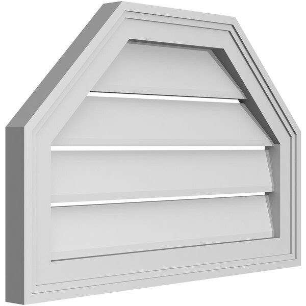 Ekena Millwork Octagonal Top Surface Mount PVC Gable Vent w/ 2"W x 1-1/2"P Brickmould Frame, 24"W x 16"H - GVPOT24X1602SF