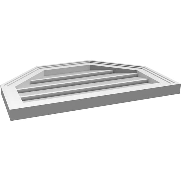 Ekena Millwork Octagonal Top Surface Mount PVC Gable Vent w/ 2"W x 1-1/2"P Brickmould Frame, 24"W x 16"H - GVPOT24X1602SF