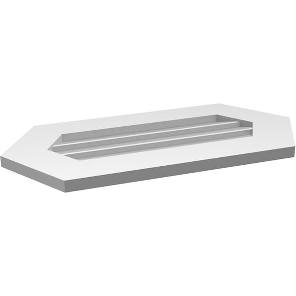 Ekena Millwork Half Round Surface Mount PVC Gable Vent w/ 3-1/2"W x 1"P Standard Frame, 28"W x 14"H - GVPHR28X1401SN