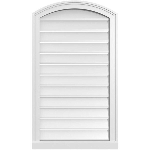 Ekena Millwork Arch Top Surface Mount PVC Gable Vent w/ 2"W x 2"P Brickmould Sill Frame, 22"W x 36"H - GVPAR22X3603SN