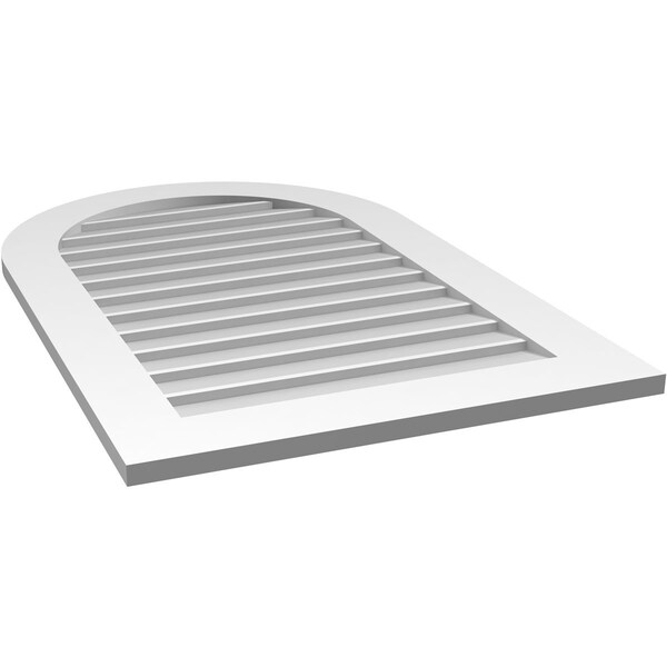 Ekena Millwork Round Top Surface Mount PVC Gable Vent: Non-Functional, w/ 3-1/2"W x 1"P Standard Frame, 26"W x 40"H - GVPRT26X4001SN