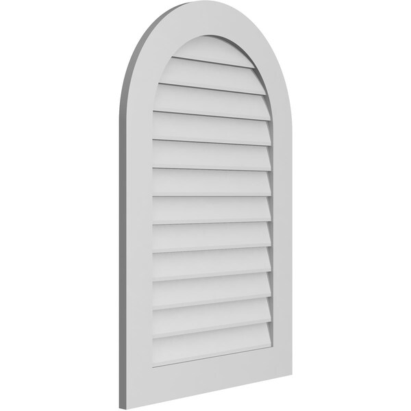Ekena Millwork Round Top Surface Mount PVC Gable Vent: Non-Functional, w/ 3-1/2"W x 1"P Standard Frame, 26"W x 40"H - GVPRT26X4001SN