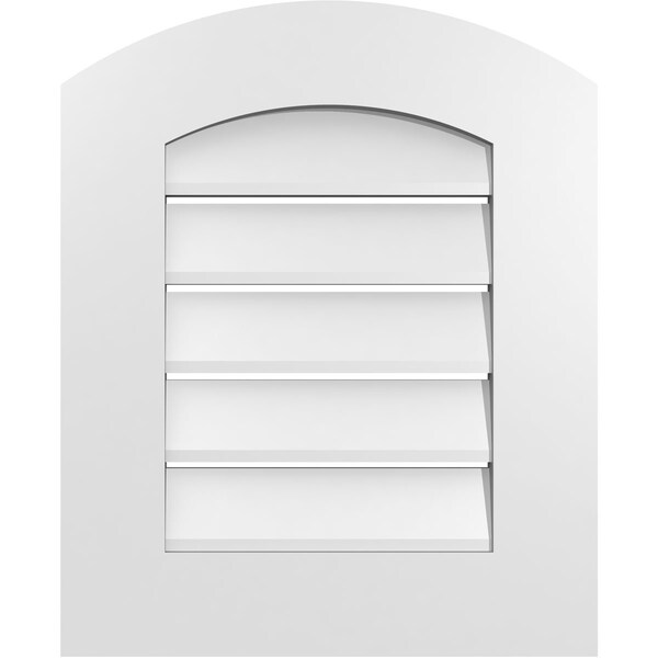 Ekena Millwork Arch Top Surface Mount PVC Gable Vent: Non-Functional, w/ 3-1/2"W x 1"P Standard Frame, 18"W x 20"H - GVPAR18X2001SN