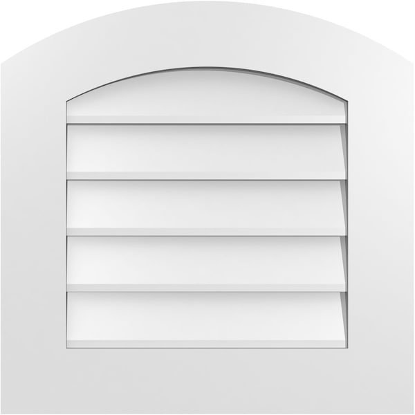 Ekena Millwork Arch Top Surface Mount PVC Gable Vent: Functional, w/ 3-1/2"W x 1"P Standard Frame, 22"W x 22"H - GVPAR22X2201SF