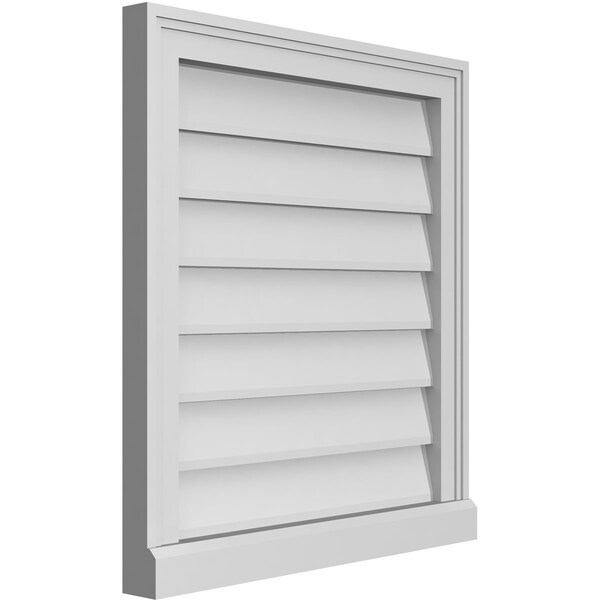 Ekena Millwork Vertical Surface Mount PVC Gable Vent w/ 2"W x 2"H , Brickmould Sill Frame, 22"W x 24"H - GVPVE22X2403SN