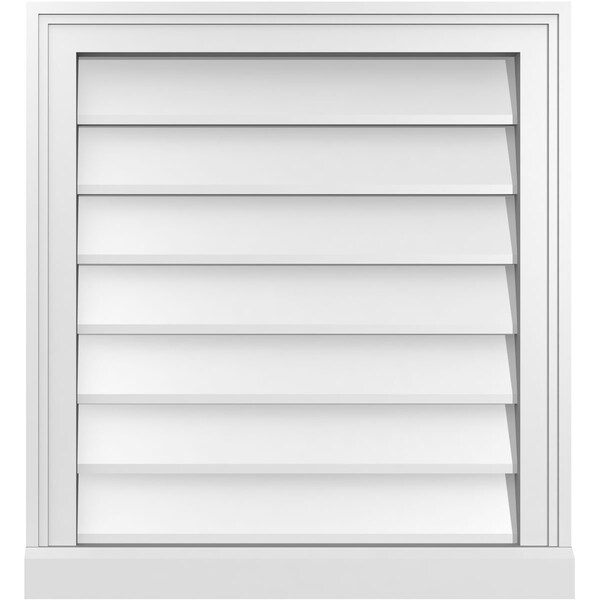 Ekena Millwork Vertical Surface Mount PVC Gable Vent w/ 2"W x 2"H , Brickmould Sill Frame, 22"W x 24"H - GVPVE22X2403SN