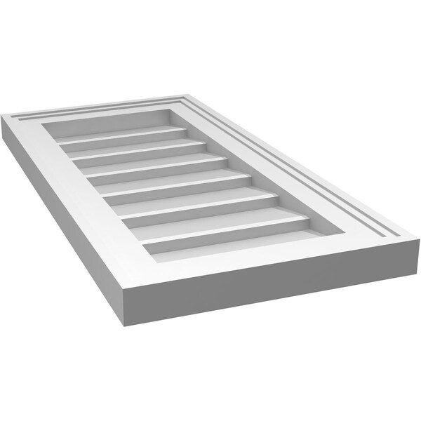 Ekena Millwork Vertical Surface Mount PVC Gable Vnt: Non-Functional, w/2"W x 1-1/2"H, Brickmould Frame, 12"W x 24"H - GVPVE12X2402SN