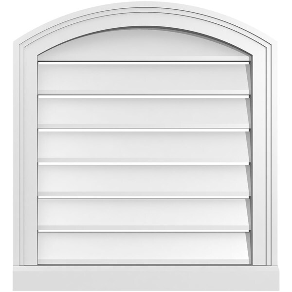 Ekena Millwork Arch Top Surface Mount PVC Gable Vent w/ 2"W x 2"P Brickmould Sill Frame, 22"W x 22"H - GVPAR22X2203SN