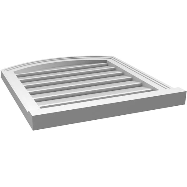 Ekena Millwork Arch Top Surface Mount PVC Gable Vent w/ 2"W x 2"P Brickmould Sill Frame, 22"W x 22"H - GVPAR22X2203SN