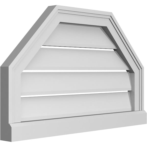 Ekena Millwork Octagonal Top Surface Mount PVC Gable Vent w/ 2"W x 2"P Brickmould Sill Frame, 26"W x 16"H - GVPOT26X1603SF