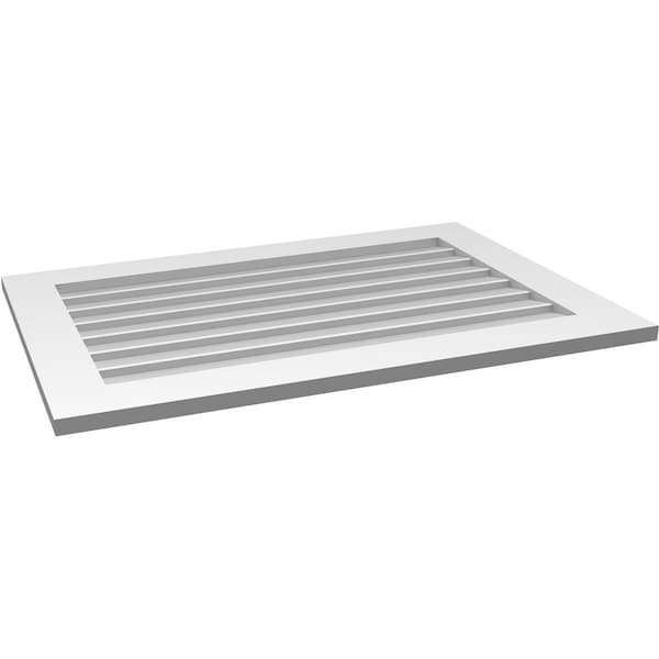 Ekena Millwork Vertical Surface Mount PVC Gable Vent: Non-Functional, w/3-1/2"W x 1"H, Standard Frame, 38"W x 26"H - GVPVE38X2601SN