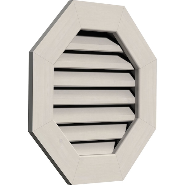 Ekena Millwork Octagonal Gable Vent Functional, Western Red Cedar Gable Vent w/1" x 4" Flat Trim Frame, 36"W x 36"H - GVWOC36X3601SFPWR