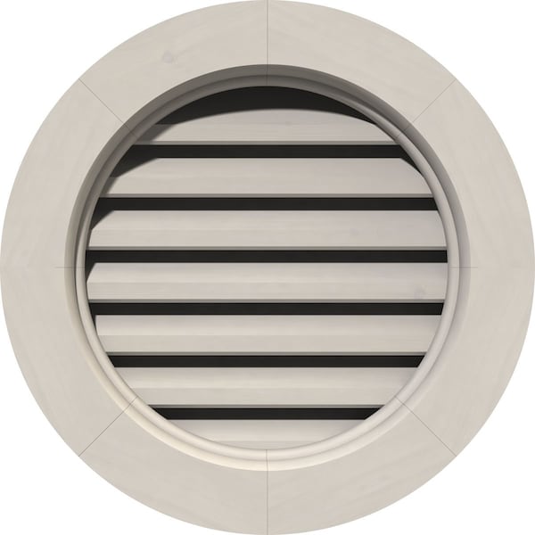 Ekena Millwork Round Gable Vent, Functional, Western Red Cedar Gable Vent w/ Brick Mould Face Frame, 28"W x 28"H - GVWRO28X2800SFPWR