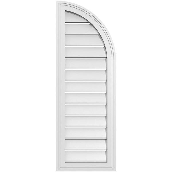 Ekena Millwork Quarter Round Top Right Surface Mount PVC Gable Vent w/ 2"W x 1-1/2"P Brickmould Frame, 14"W x 40"H - GVPQR14X4002SF