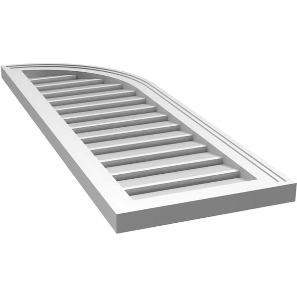 Ekena Millwork Quarter Round Top Right Surface Mount PVC Gable Vent w/ 2"W x 1-1/2"P Brickmould Frame, 14"W x 40"H - GVPQR14X4002SF