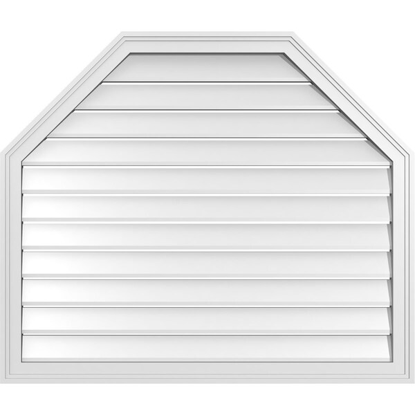 Ekena Millwork Octagonal Top Surface Mount PVC Gable Vent w/ 2"W x 1-1/2"P Brickmould Frame, 40"W x 34"H - GVPOT40X3402SF