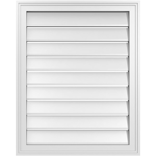 Ekena Millwork Vertical Surface Mount PVC Gable Vent: Functional, w/ 2"W x 1-1/2"P Brickmould Frame, 24"W x 30"H - GVPVE24X3002SF