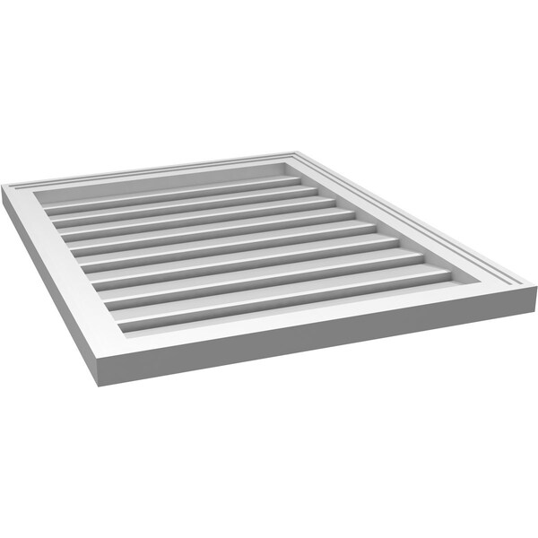 Ekena Millwork Vertical Surface Mount PVC Gable Vent: Functional, w/ 2"W x 1-1/2"P Brickmould Frame, 24"W x 30"H - GVPVE24X3002SF