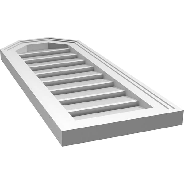 Ekena Millwork Octagonal Top Surface Mount PVC Gable Vent w/ 2"W x 1-1/2"P Brickmould Frame, 12"W x 30"H - GVPOT12X3002SF