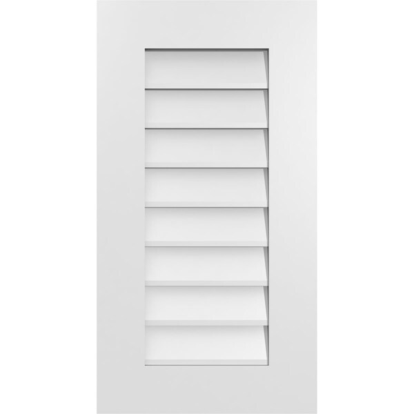 Ekena Millwork Vertical Surface Mount PVC Gable Vent: Non-Functional, w/ 3-1/2"W x 1"P Standard Frame, 16"W x 30"H - GVPVE16X3001SN