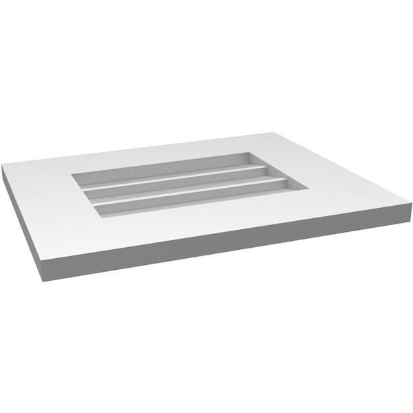 Ekena Millwork Vertical Surface Mount PVC Gable Vent: Non-Functional, w/ 3-1/2"W x 1"P Standard Frame, 18"W x 14"H - GVPVE18X1401SN